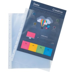 Pack of 10 grained polypropylene pockets for removable display book. - Translucent