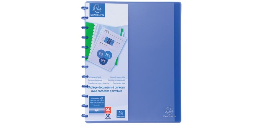 Showalbum met ringen en uitneembare tassen - harde PP - 30 tassen - 60 zichten - A4