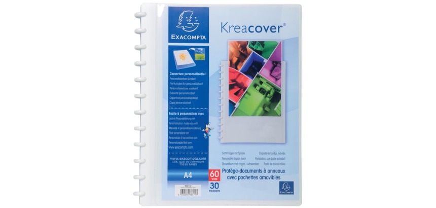 Sichtmappe aus PP 800µ, 60 herausnehmbare Hüllen, 24x32cm für DIN A4 - Weiß