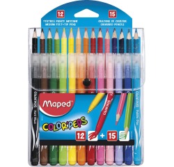Maped Color'Peps combo pack 12 coloring markers + 15 colored pencils