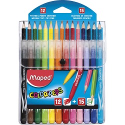 Maped Color'Peps paquet de combo 12 feutre de coloriage + 15 crayons de couleur