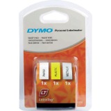 Dymo LetraTAG tape 12 mm, set 3 tape: 1 x papier wit, 1 x plastic geel en 1 x metallic zilver