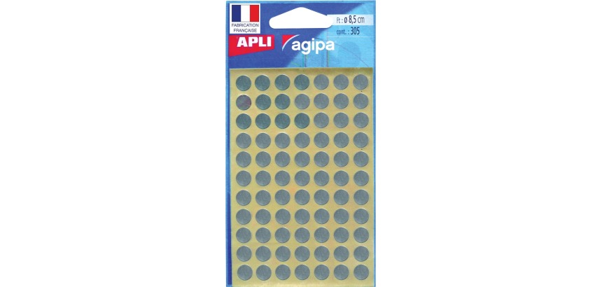 Pastille adhésive Ø 8 mm Apli argent - Pochette de 308