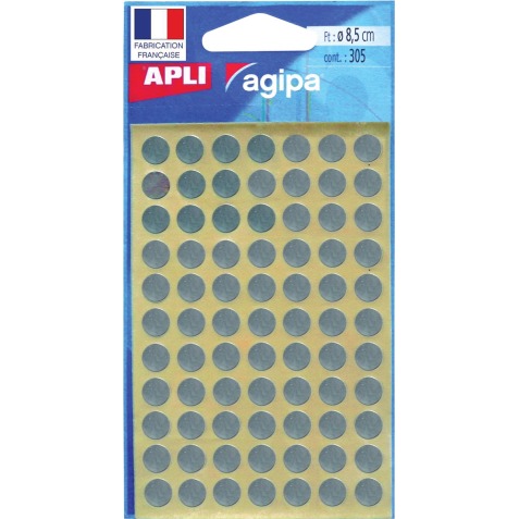 Pastille adhésive Ø 8 mm Apli argent - Pochette de 308