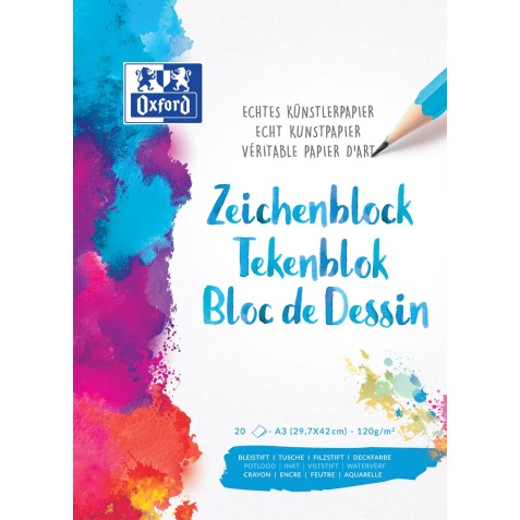 Oxford bloc de dessin 120 g, A3, 20 feuilles