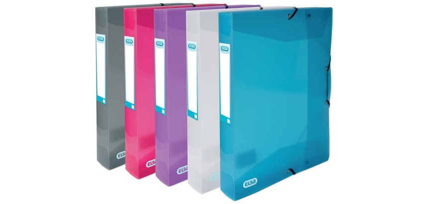 Elba Hawaï boîte de classement ,pour ft A4, dos de 4 cm, en PP, couleurs assorties