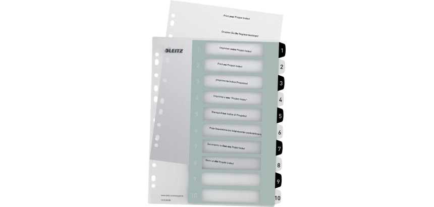 Leitz WOW printbare index, 10 tabs, zwart-wit