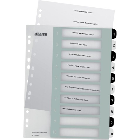 Leitz WOW printbare index, 10 tabs, zwart-wit