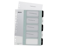 Leitz WOW intercalaires imprimables, 5 onglets, en noir et blanc