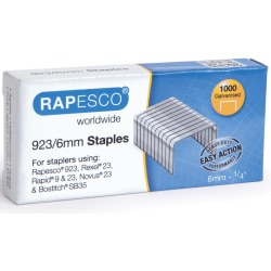 Rapesco nietjes 923/6 mm (type 23), verzinkt, doosje met 1000 nietjes