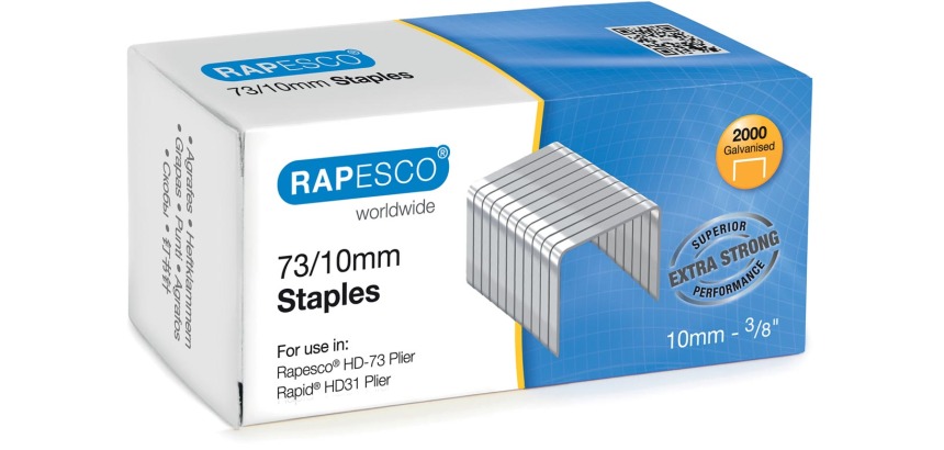 Rapesco galvanized staples 73/10 mm, box of 2000 staples