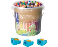 Staedtler kleurpotlood Buddy 3-in-1, emmertje van 36 stuks in geassorteerde kleuren