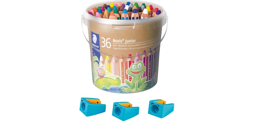 Staedtler kleurpotlood Buddy 3-in-1, emmertje van 36 stuks in geassorteerde kleuren