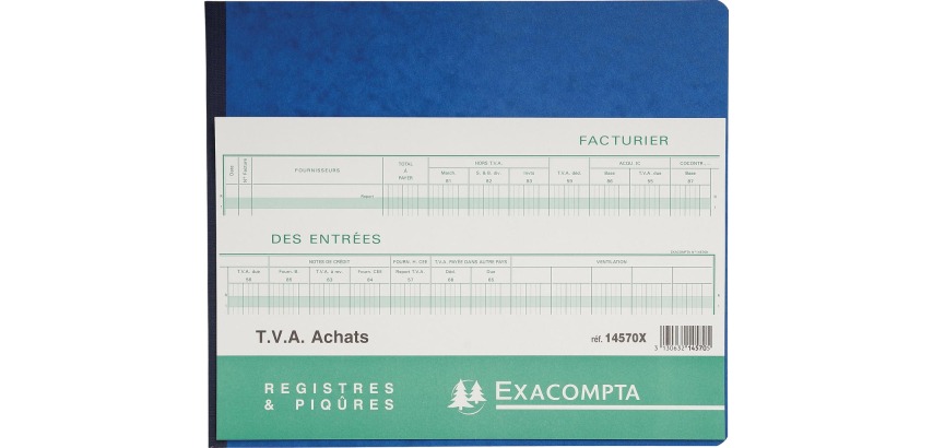 Exacompta purchase forms with VAT, size 27 x 32 cm, French