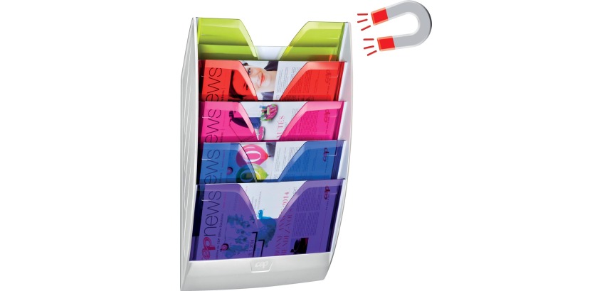 Happy by CEP présentoir mural magnétique avec 5 compartiments, blanc/couleurs assorties