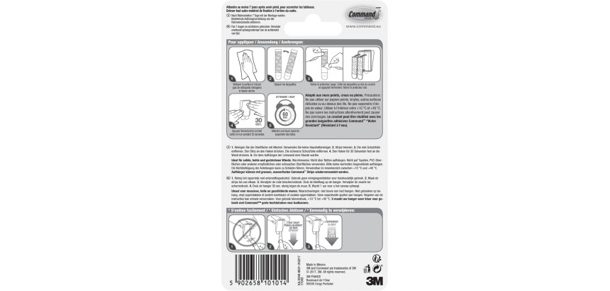 Befestigungshaken für Bilder, Jumbo-Größe, weiß, Blisterpackung mit 1 Haken und 4 Laschen