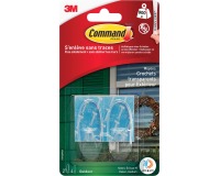 Command decohaak voor buiten, medium, draagvermogen 900 gram, transparant, blister van 2 stuks