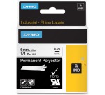 Dymo RHINO permanentes Polyesterband 6 mm, Schwarz auf Weiß