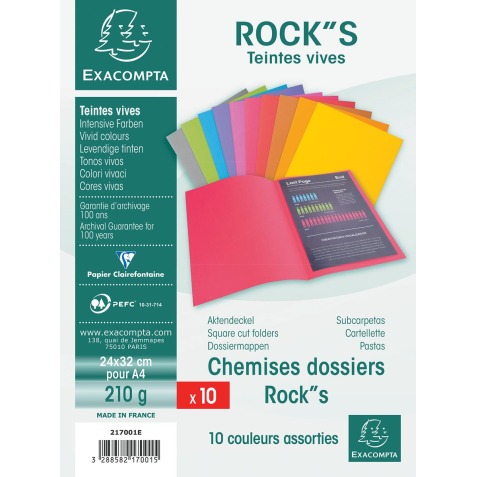 ROCK''S 210 Pak van 10 dossiermappen 210g/m2 24x32cm voor A4.