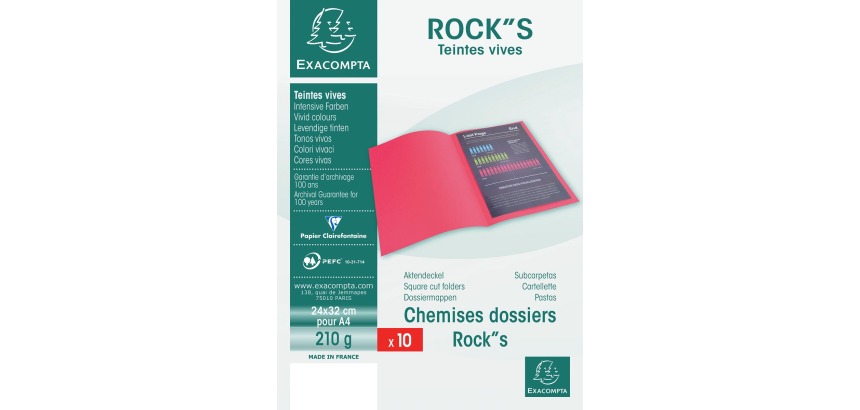 Pack of 10 square cut folders ROCK'S 210 - 24x32cm