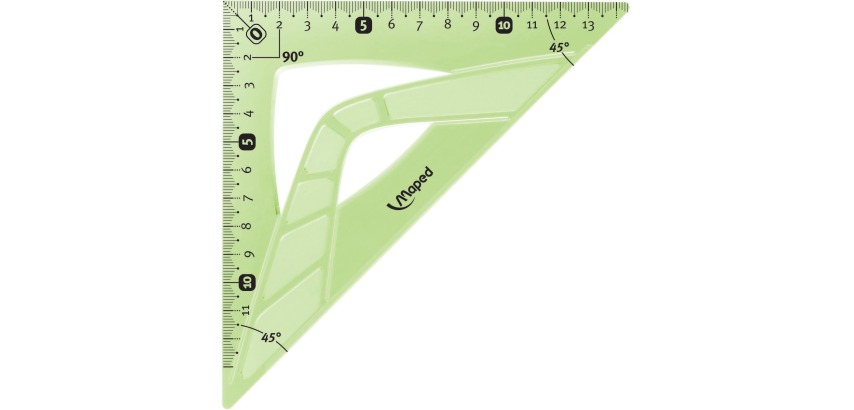 Maped unbreakable set square 21 cm, 45°, assorted colors: blue and green