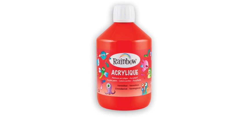 Rainbow Acrylfarbe, Flasche mit 500 ml, Zinnoberrot