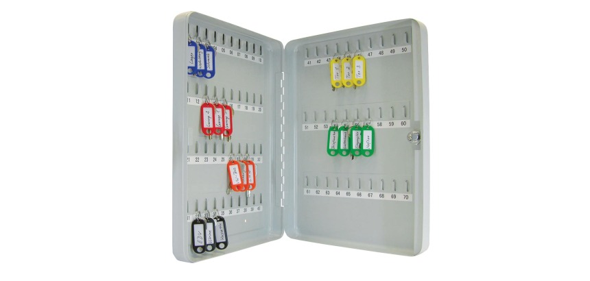 Wedo key cabinet for 70 keys, size 28 x 6 x 37 cm, gray