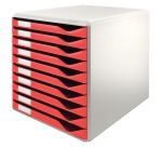 Form organizer module, 10 drawers, gray/red
