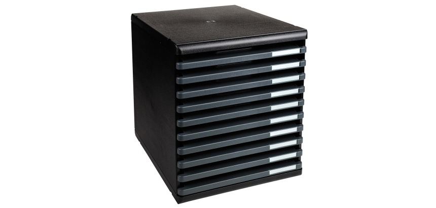 MODULO A4 10 open drawers - Black/mouse grey