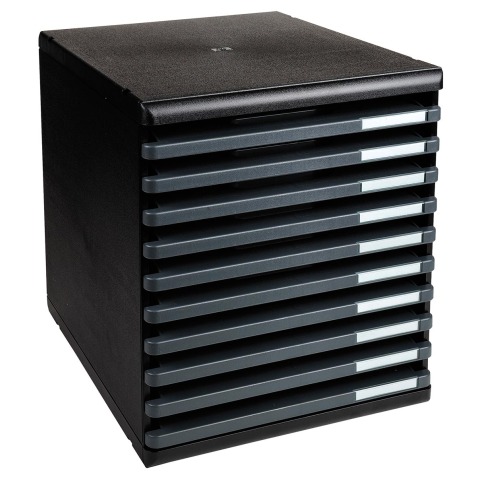 MODULO A4 10 open drawers - Black/mouse grey