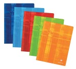 Clairefontaine notebook, size 24 x 32 cm, 120 pages, 5 mm squared, stapled binding, assorted colors