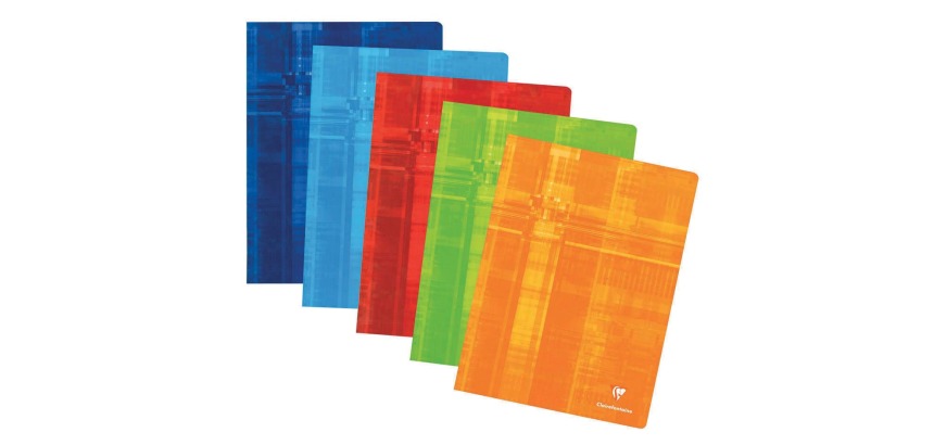 Clairefontaine schrift ft 24 x 32 cm, 120 bladzijden, geruit 5 mm, geniet, geassorteerde kleuren