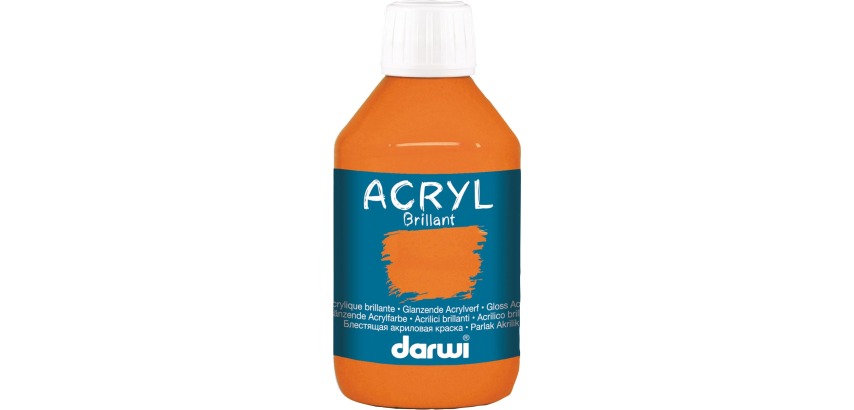 Darwi glossy acrylic paint, 250 ml bottle, orange