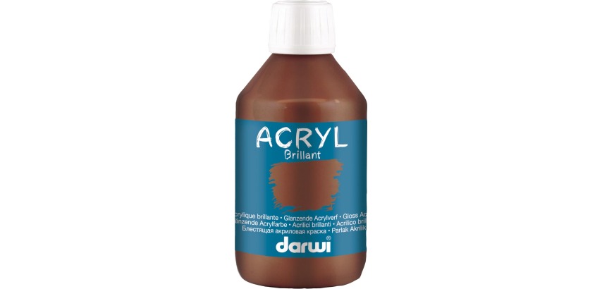 Darwi glossy acrylic paint, 250 ml bottle, dark brown