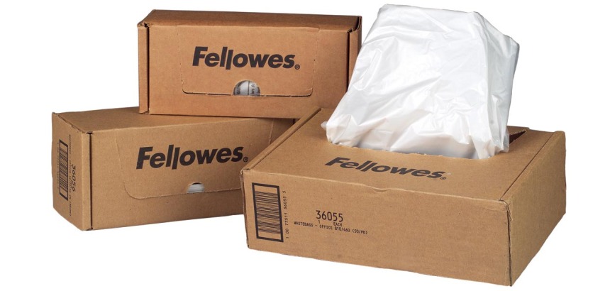 Zakken voor papiervernietigers, Fellowes, 94 liter, pak met 50 zakken