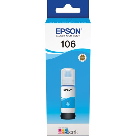 Epson inktfles 106, 70 ml, OEM C13T00Q240, cyaan