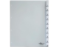 Durable tabbladen voor geperforeerde tassen uit transparante PP van 130 micron, 10 tabs, 4-gaatsperfor...