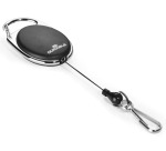 Durable enrouleur avec mousqueton noir, sous blister