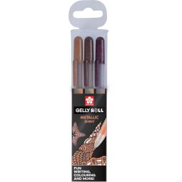 Sakura roller Gelly Roll Metallic Natuur, etui met 3 stuks in geassorteerde kleuren,