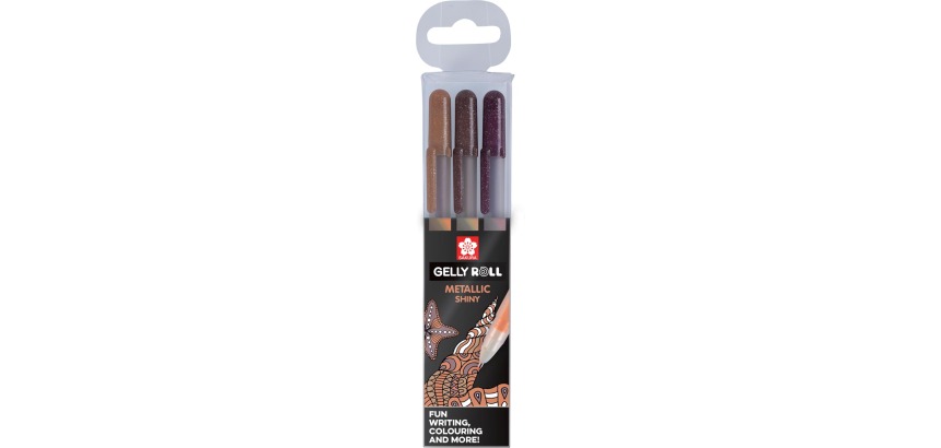 Sakura roller Gelly Roll Metallic Nature, étui de 3 pièces en couleurs assorties,