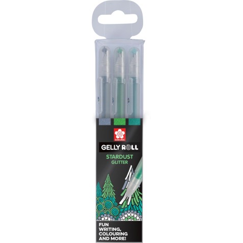 Sakura roller Gelly Roll Stardust Forêt, étui de 3 pièces en couleurs assorties