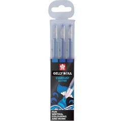 Sakura roller Gelly Roll Stardust Océan, étui de 3 pièces en couleurs assorties