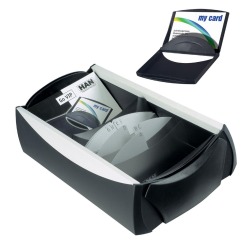 Boîte pour cartes de visite VIP-SET, noir/gris