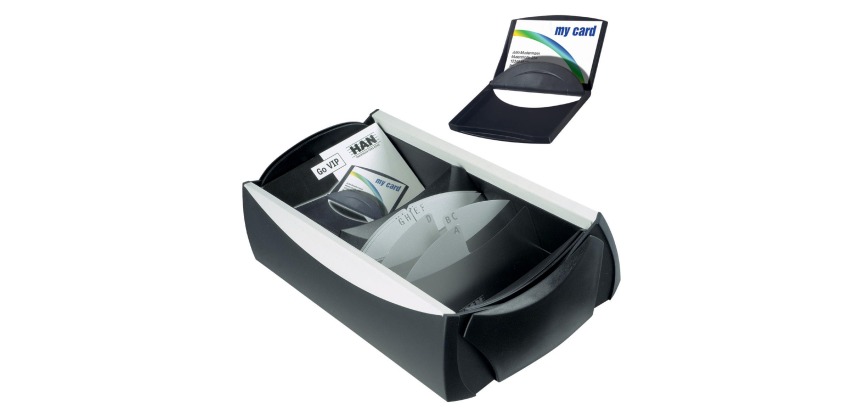 VIP-SET Visitenkartenbox, schwarz/grau