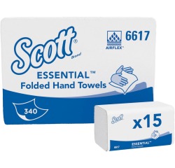 Essuie-mains Scott Essential 6617 1 épaisseur pli-I 200x212mm blanc 15x 340 feuilles