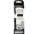 Pentel fineliner Pointliner SP20, zwart, kartonnen etui met 5 stuks met verschillende puntdiktes