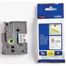 Brother TZe tape voor P-Touch 9 mm, zwart op wit, extra klevend