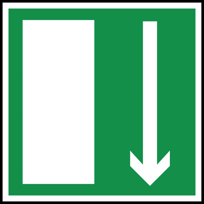 Hard board emergency exit "escape route, arrow up or down" (PEPC3 376)