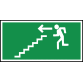Panneau dur sortie de secours "personne qui descend les escaliers, flèche à gauche" (PEPR32 367)