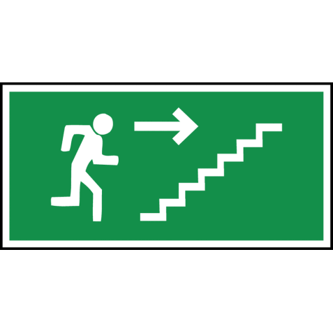 Panneau dur sortie de secours "personne qui monte les escaliers, flèche à droite" (PEPR21 368)